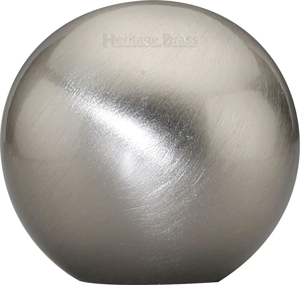 Globe Shaped Cabinet Knob Without Rose - 25mm Diameter - Satin Nickel