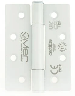 Concealed Nylon Bearing Grade 14 Hinges - Self Lubricating - CE Marked / UKCA Marked - Fired Rated - Certifire Approved - 160kg Weight Limit - 102mm X 76mm - Matt White