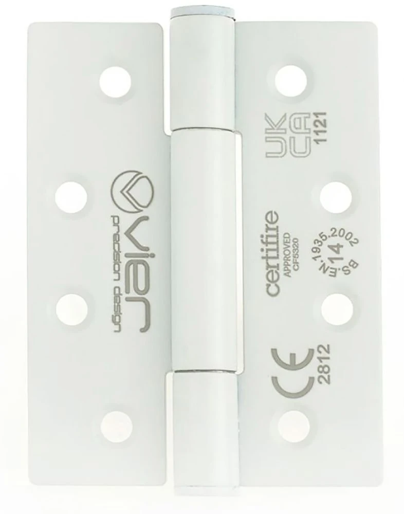 Concealed Nylon Bearing Grade 14 Hinges - Self Lubricating - CE Marked / UKCA Marked - Fired Rated - Certifire Approved - 160kg Weight Limit - 102mm X 76mm - Matt White