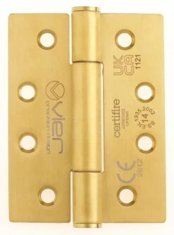 Concealed Nylon Bearing Grade 14 Hinges - Self Lubricating - CE Marked / UKCA Marked - Fired Rated - Certifire Approved - 160kg Weight Limit - 102mm X 76mm - Satin Brass PVD Plated