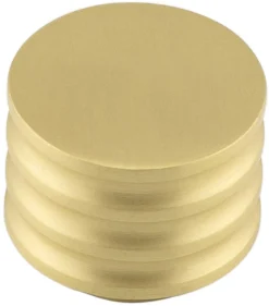 Grooved Detail Circular Cupboard Knob - Available In Two Sizes - Satin Brass (Lacquered)