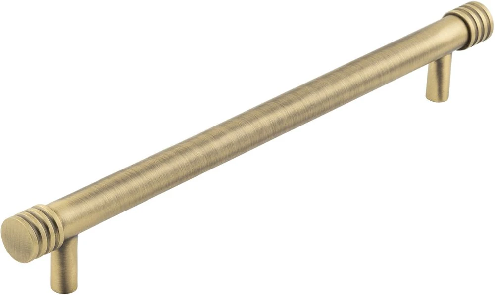 Grooved Detail T-Bar Cabinet Handle - Available In Two Sizes - Antique Brass (Lacquered) - Image 2