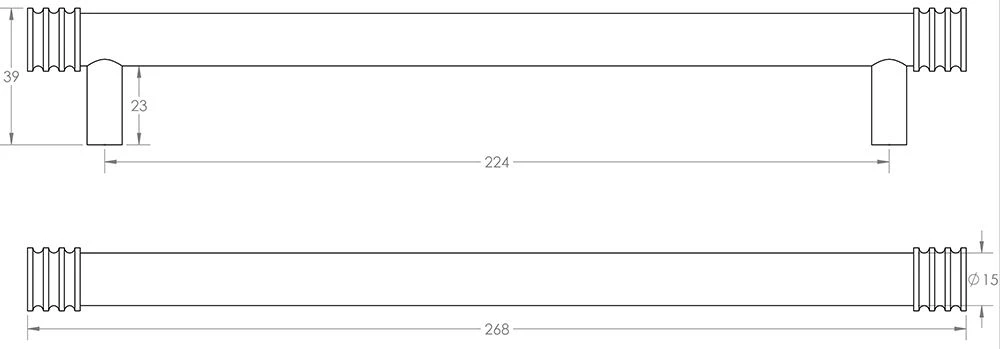 Grooved Detail T-Bar Cabinet Handle - Available In Two Sizes - Antique Brass (Lacquered) - Image 4