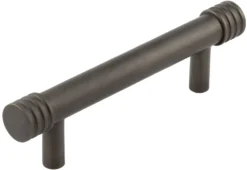 Grooved Detail T-Bar Cabinet Handle - Available In Two Sizes - Dark Bronze (Lacquered)
