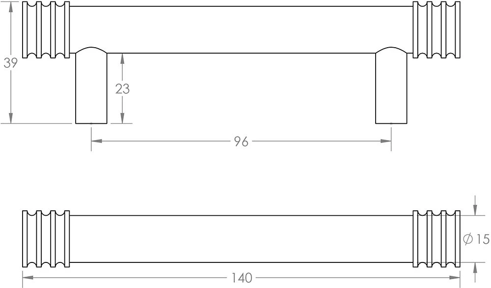 Grooved Detail T-Bar Cabinet Handle - Available In Two Sizes - Satin Nickel - Image 3