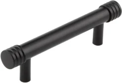 Grooved Detail T-Bar Cabinet Handle - Available In Two Sizes - Matt Black
