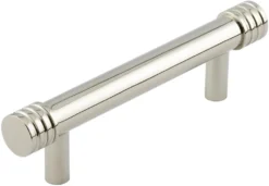 Grooved Detail T-Bar Cabinet Handle - Available In Two Sizes - Polished Nickel