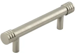 Grooved Detail T-Bar Cabinet Handle - Available In Two Sizes - Satin Nickel