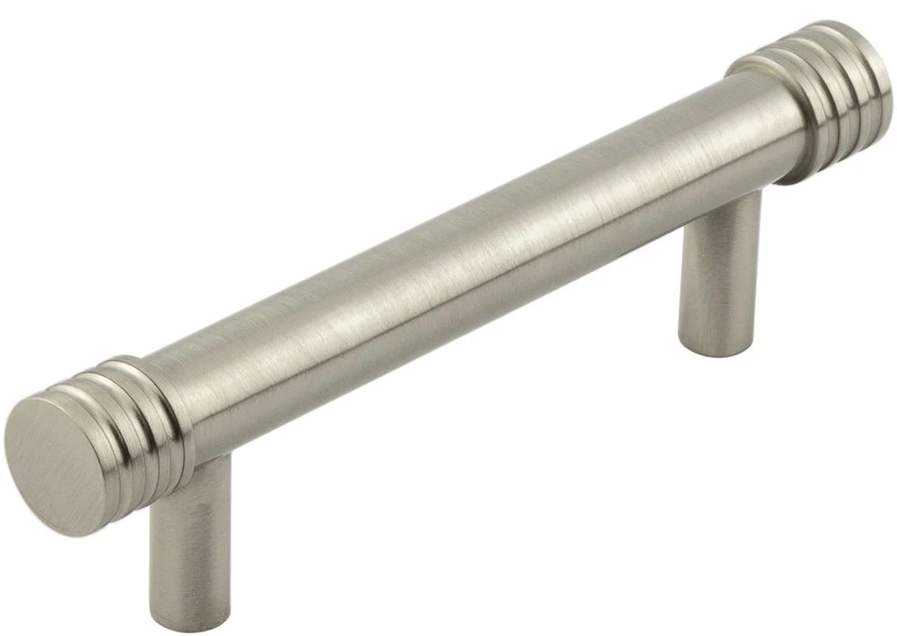 Grooved Detail T-Bar Cabinet Handle - Available In Two Sizes - Satin Nickel
