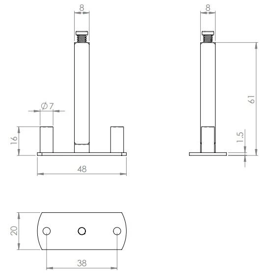 Half Set Spindle & Fixing Kit For Bolt Through Door Handles - 8mm X 8mm - Image 2