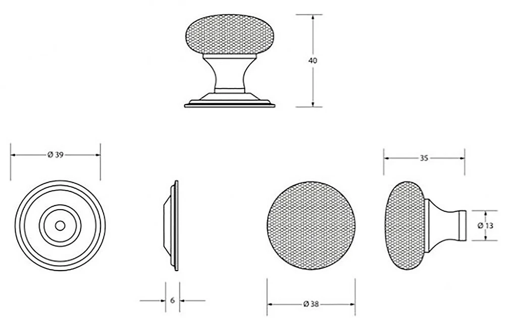 Hammered Mushroom Design Cupboard Door Knob - Two Sizes Available - Polished Nickel - Image 5