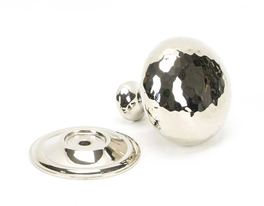 Hammered Mushroom Design Cupboard Door Knob - Two Sizes Available - Polished Nickel - Image 2