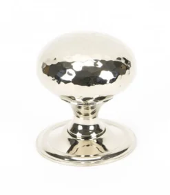 Hammered Mushroom Design Cupboard Door Knob - Two Sizes Available - Polished Nickel