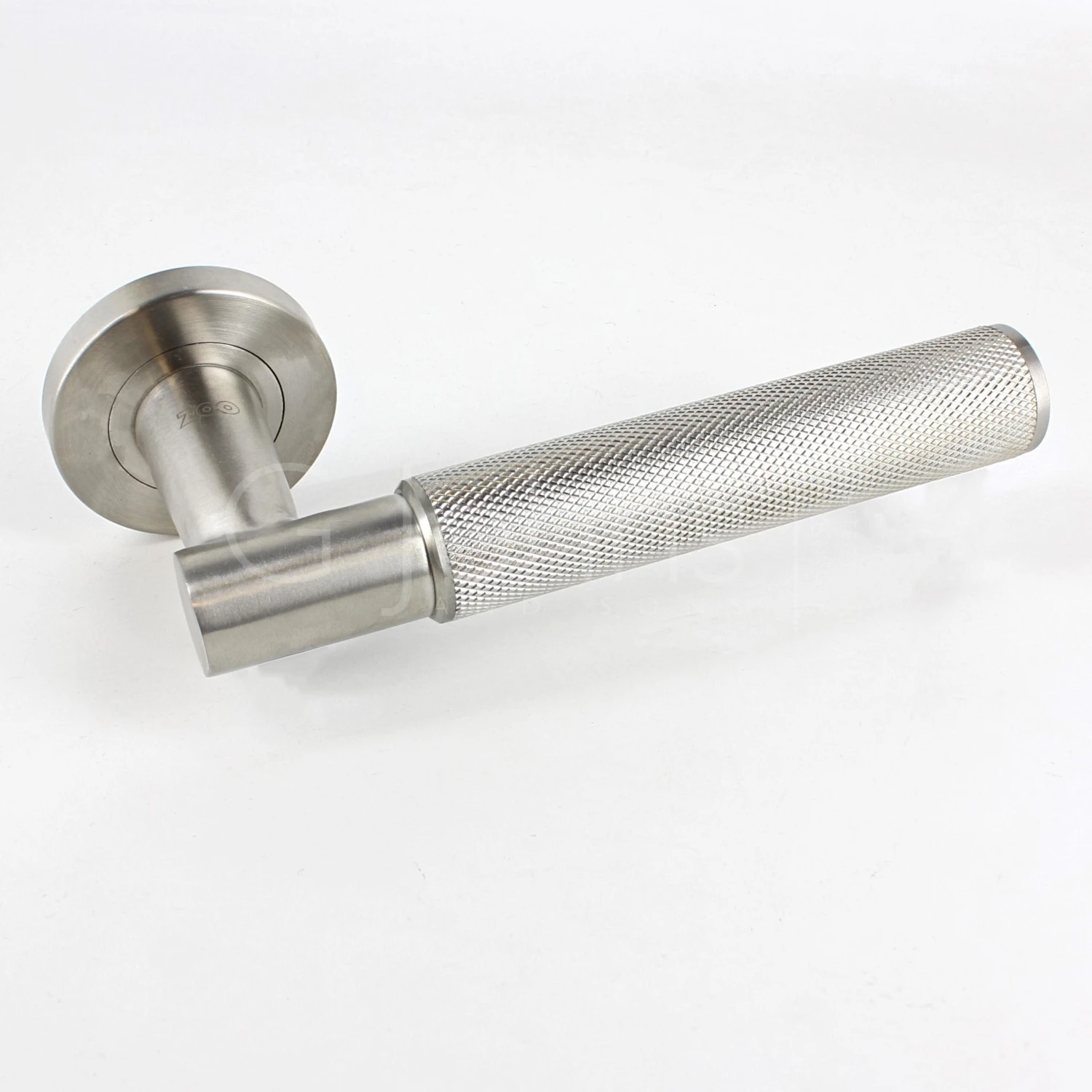 Knurled Design Rose Lever Door Handles - Screw On Rose - Suitable For Use With FD30 / FD60 Fire Doors - Satin Stainless Steel