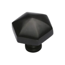 Hexagon Shaped Cupboard Knob - Matt Black