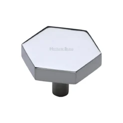 Hexagon Shaped Cupboard Knob - Available In Two Sizes - Polished Chrome