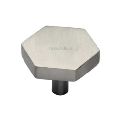 Hexagon Shaped Cupboard Knob - Available In Two Sizes - Satin Nickel
