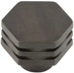 Hexagonal Stepped Detail Cupboard Knob - Available In Two Sizes - Dark Bronze (Lacquered)