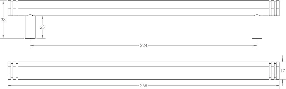 Hexagonal Stepped Detail T-Bar Cabinet Handle - Available In Two Sizes - Satin Brass (Lacquered) - Image 4