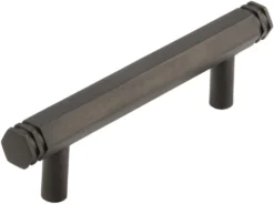 Hexagonal Stepped Detail T-Bar Cabinet Handle - Available In Two Sizes - Dark Bronze (Lacquered)