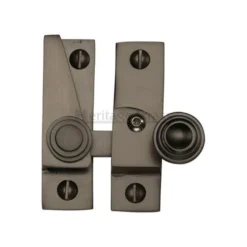 Straight Arm Locking Sliding Sash Window Fastener With Reeded Knob - Matt Bronze (Lacquered)