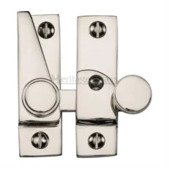 Straight Arm Locking Sliding Sash Window Fastener With Button Knob - Polished Nickel