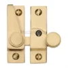 Straight Arm Locking Sliding Sash Window Fastener With Button Knob - Satin Brass (Lacquered)