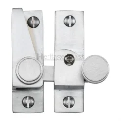 Straight Arm Sliding Sash Window Fastener With Button Knob - Satin Chrome