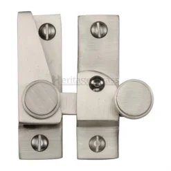 Straight Arm Locking Sliding Sash Window Fastener With Button Knob - Satin Nickel