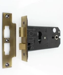 Horizontal Euro Profile Mortice Sash Lock - 152mm Case Depth - Antique Brass