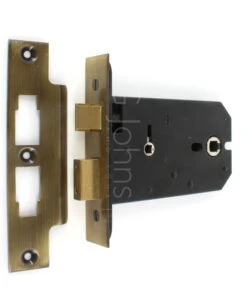 Horizontal Mortice Bathroom Lock - 127mm Or 152mm Deep Case - Antique Brass