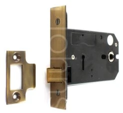 Horizontal Mortice Latch - Deep Case For Use With Door Knobs - Antique Brass