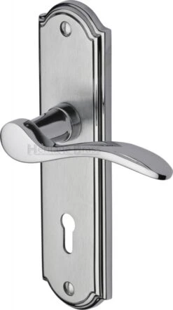 Howard Lever Door Handles On A Backplate - Satin Chrome With Polished Chrome Edge