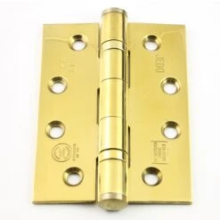 Ball Bearing Fire Rated Door Hinges - Grade 13 - CE / UKCA Marked - Certifire Approved - 120kg Weight Limit - 102mm X 76mm - Polished Polished Brass Plated