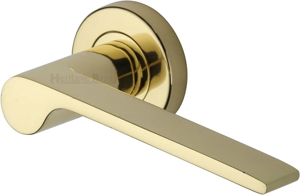 Julia Lever Handle On Round Rose - Polished Brass (Lacquered)