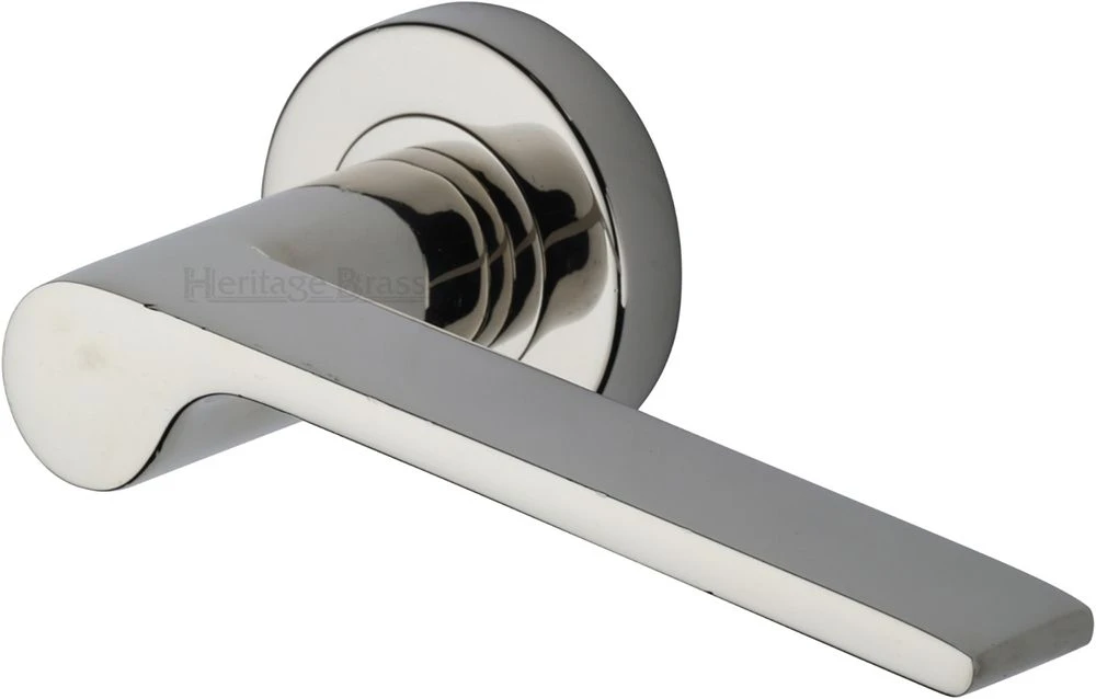 Julia Lever Handle On Round Rose - Polished Nickel