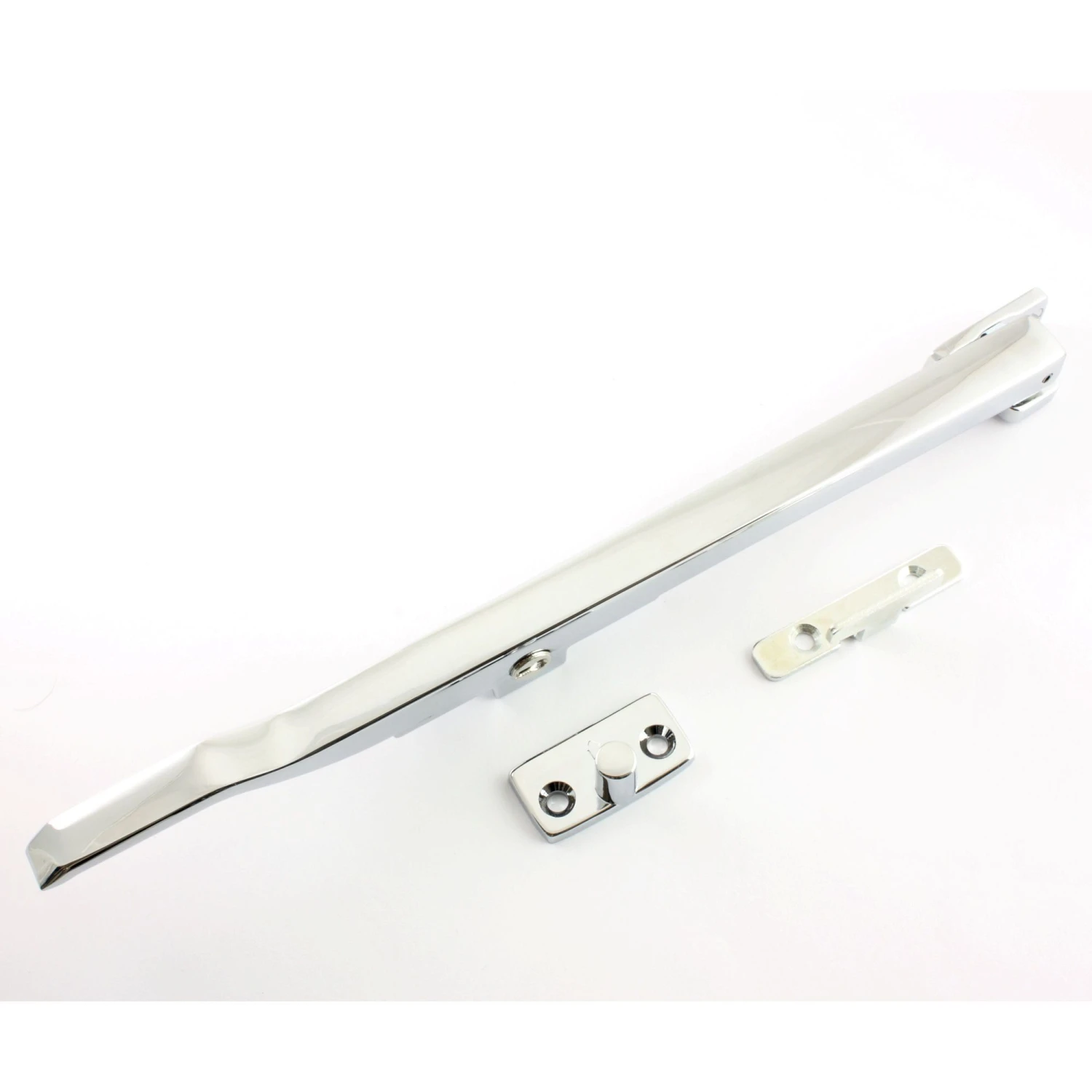 Modern Design Basta Style - Locking Casement Window Stay - 254mm Long - Polished Chrome