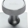 Knurled Cabinet Knob With Square Backplate - 32mm Diameter - Satin Chrome