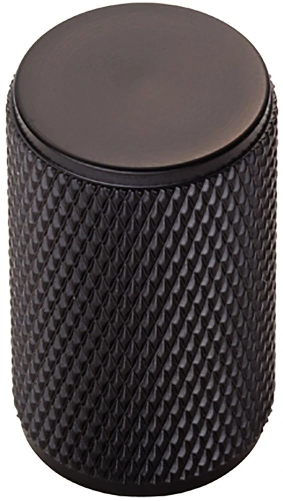 Knurled Cylindrical Cabinet Door Knob - Matt Black