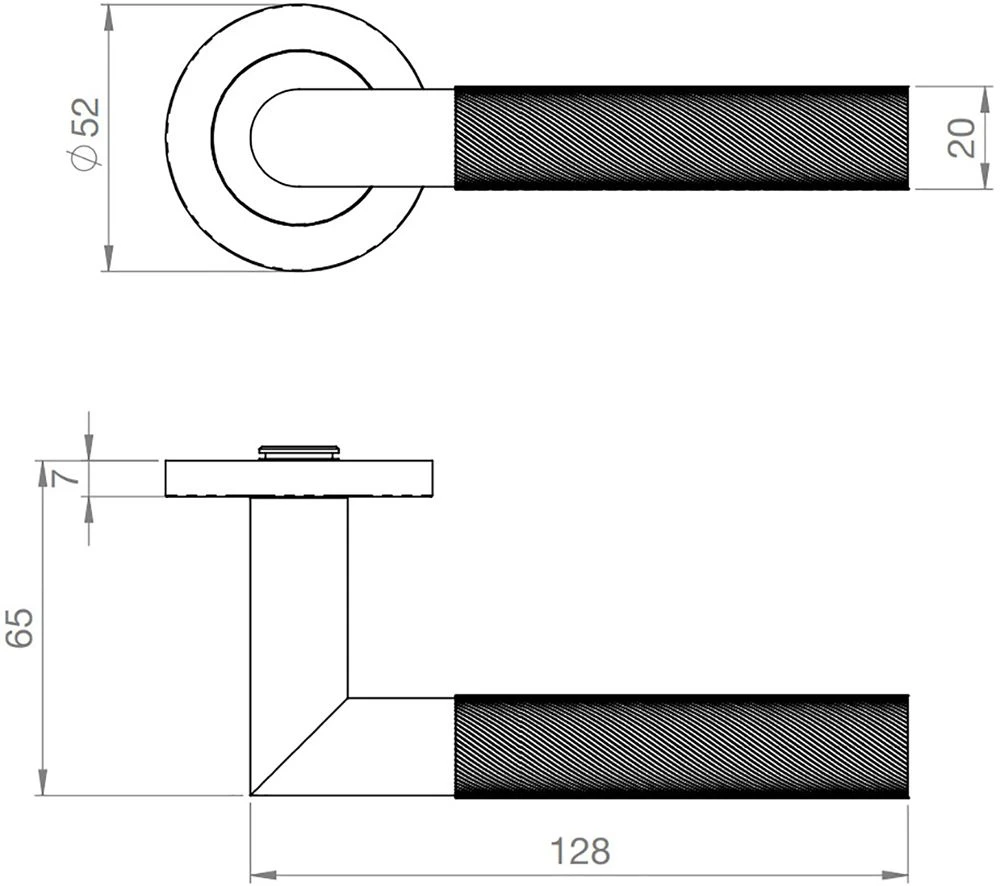 Knurled Design Lever Door Handles On Round Rose - Suitable For Use On FD30 / FD60 Fire Doors - Matt Black - Image 2