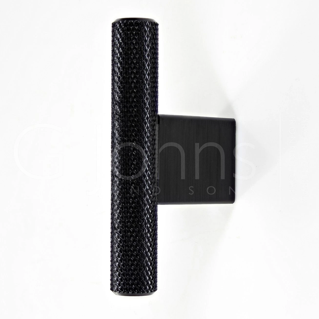Knurled Design T Shape Cupboard Knob - Matt Black - Image 2