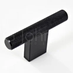 Knurled Design T Shape Cupboard Knob - Matt Black