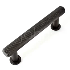 Knurled Design Tubular T Bar Cabinet Pull Handle With Stepped Ends With Optional Base Rose - Dark Bronze (Lacquered)