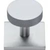 Knurled Disc Cabinet Knob With Square Backplate - 32mm Diameter - Satin Chrome