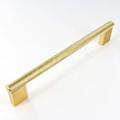 Knurled Pattern Cabinet Pull Handle - Satin Brass Plated