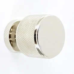 Knurled Pattern Cylinder Shape Cupboard Knob - Polished Nickel