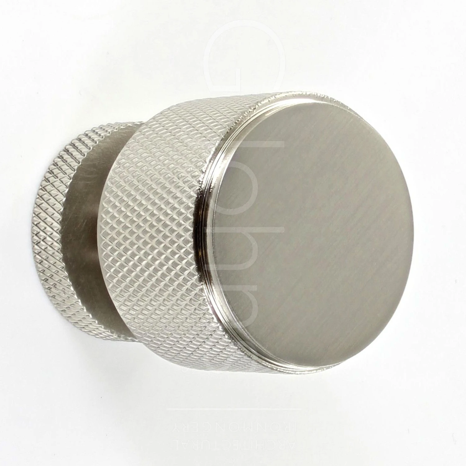 Knurled Pattern Cylinder Shape Cupboard Knob - Satin Nickel