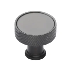 Knurled Pattern Disc Shaped Cupboard Knob - Matt Bronze (Lacquered)