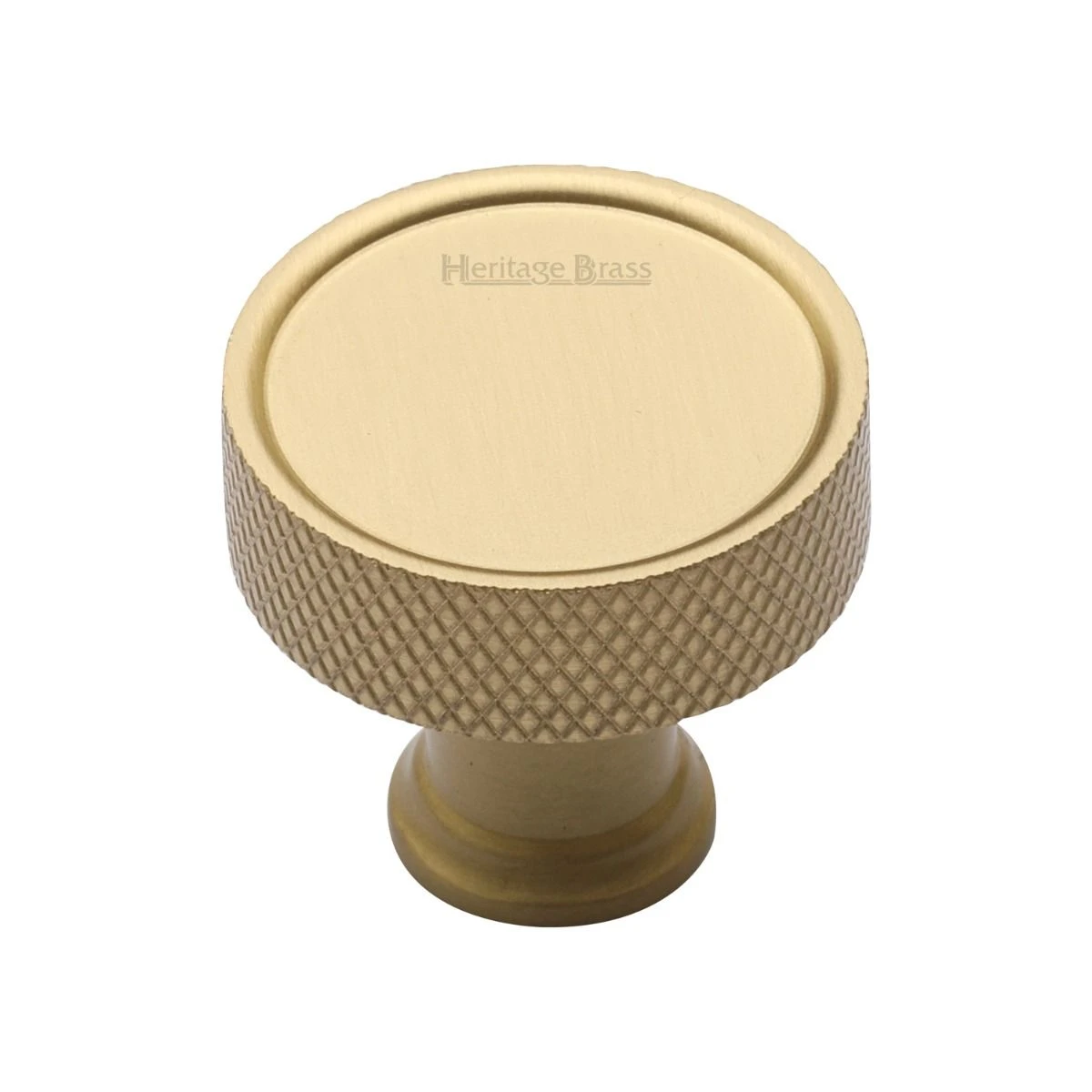 Knurled Pattern Disc Shaped Cupboard Knob - Satin Brass (Lacquered)