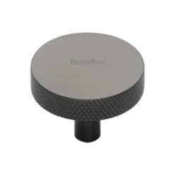 Knurled Pattern Flat Disc Shaped Cupboard Knob - Available In Two Sizes - Matt Bronze (Lacquered)